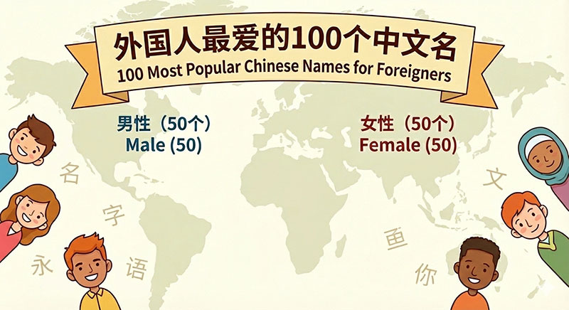 Foreigners' Favorite 100 Chinese Names, 50 for Males and 50 for Females, Easy to Remember and Write, Ready to Use